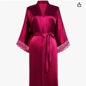 Babeyond Red Satin Robe One Size
